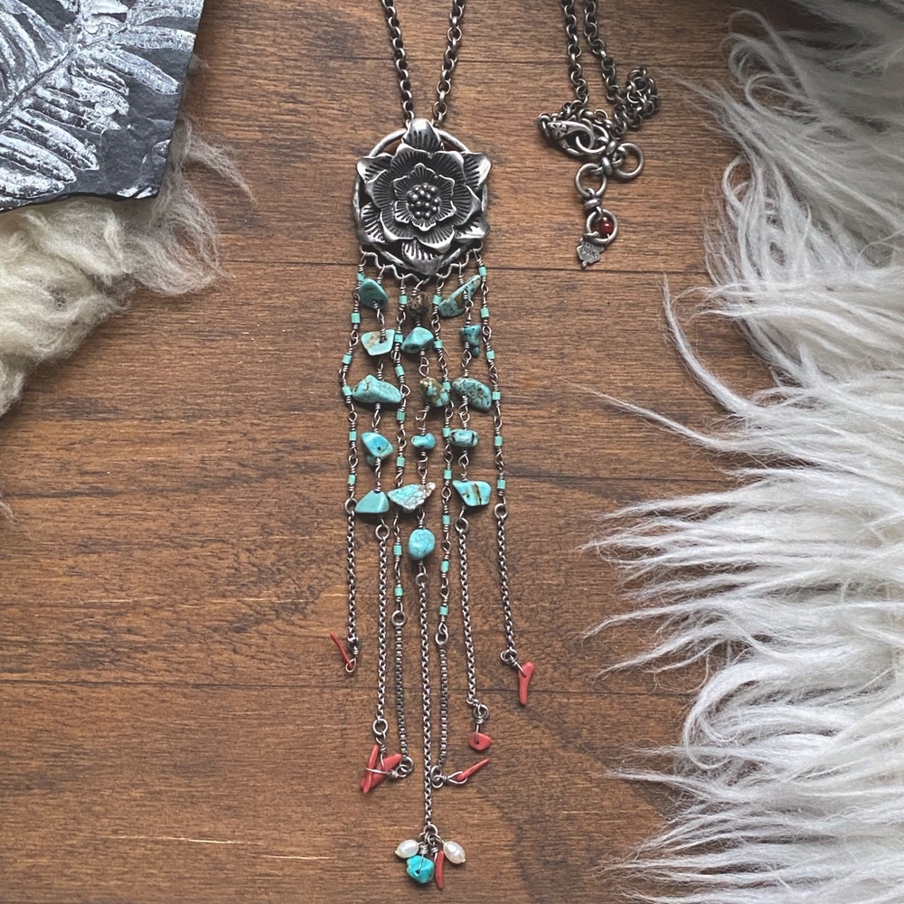 Lucky brand floral waterfall necklace